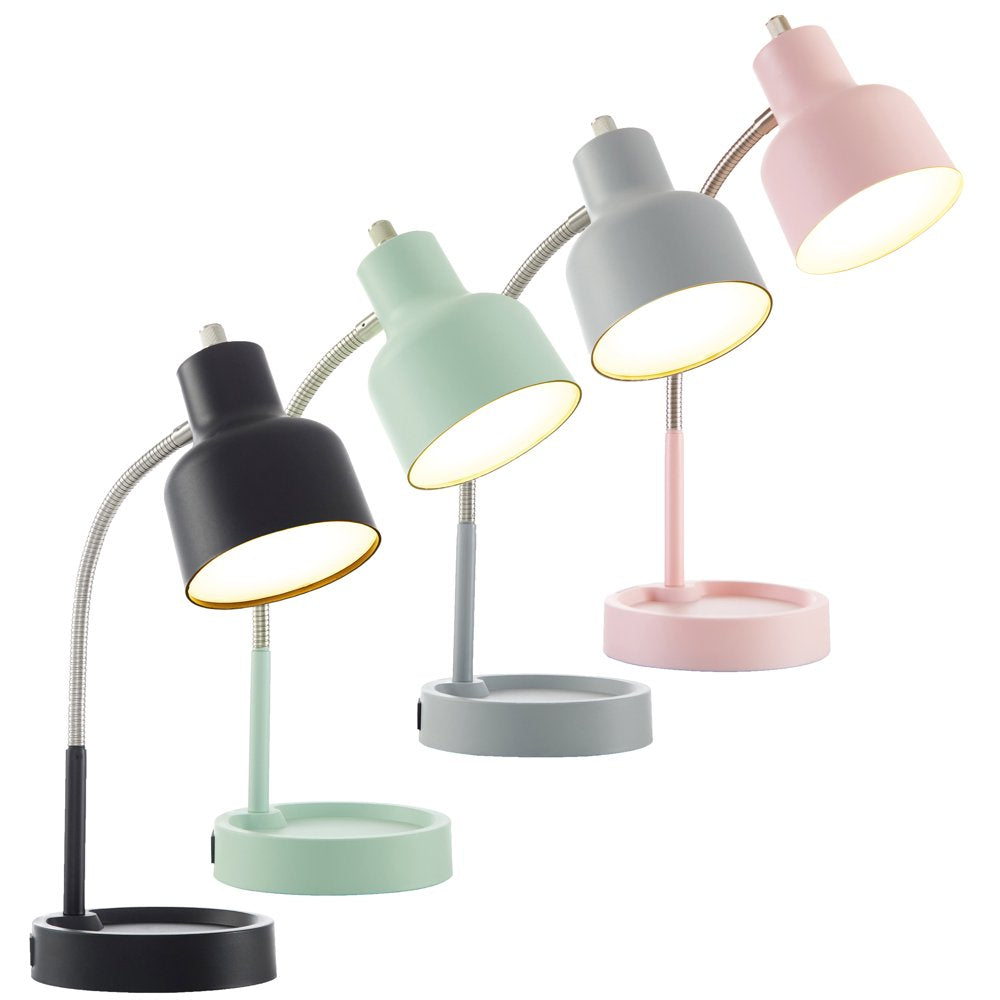 LED Desk Lamp with Catch-All Base & AC Outlet, Matte Mint Green