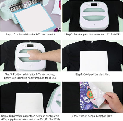 20 Pack 12" X 12" Sublimation HTV & 12" X 5Ft Sublimation HTV for Dark Fabric