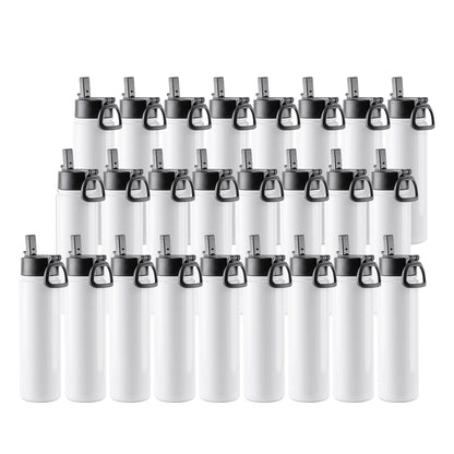 Wholesale 22 OZ Sublimation Insulated Water Bottles White with Wide Mouth Handle Cap and Straw 25 Pcs(Shipping from China)