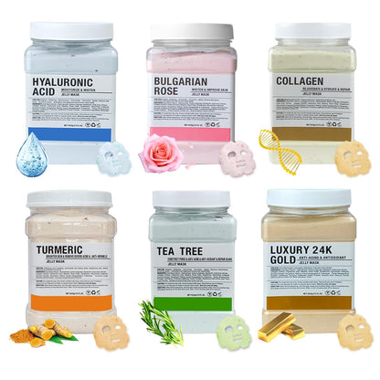 Jelly Mask for Facials Professional, Hydrating & Moisturizing Peel-Off Natural Gel Face Mask Skincare, Professional Spa Use Jelly Face Masks, Deep Hydration & Glow 23 Fl Oz (6 Pack)