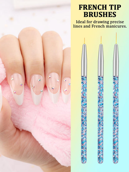 Nail Art Tools Set, Nail Stand for Press on Holder for Painting Nails, Nail Art Brushes, Liner Brushes, Nail Dotting Tool, Must Haves Design Tools Supplies Kit for Nail Tech & Beginners (Pink)
