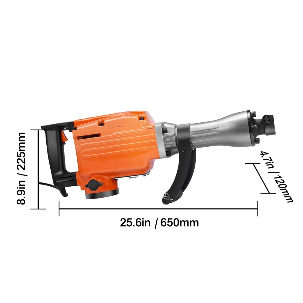 Demolition Jack Hammer Concrete Breaker 2200W Electric Hammer 6 Chisel Bits