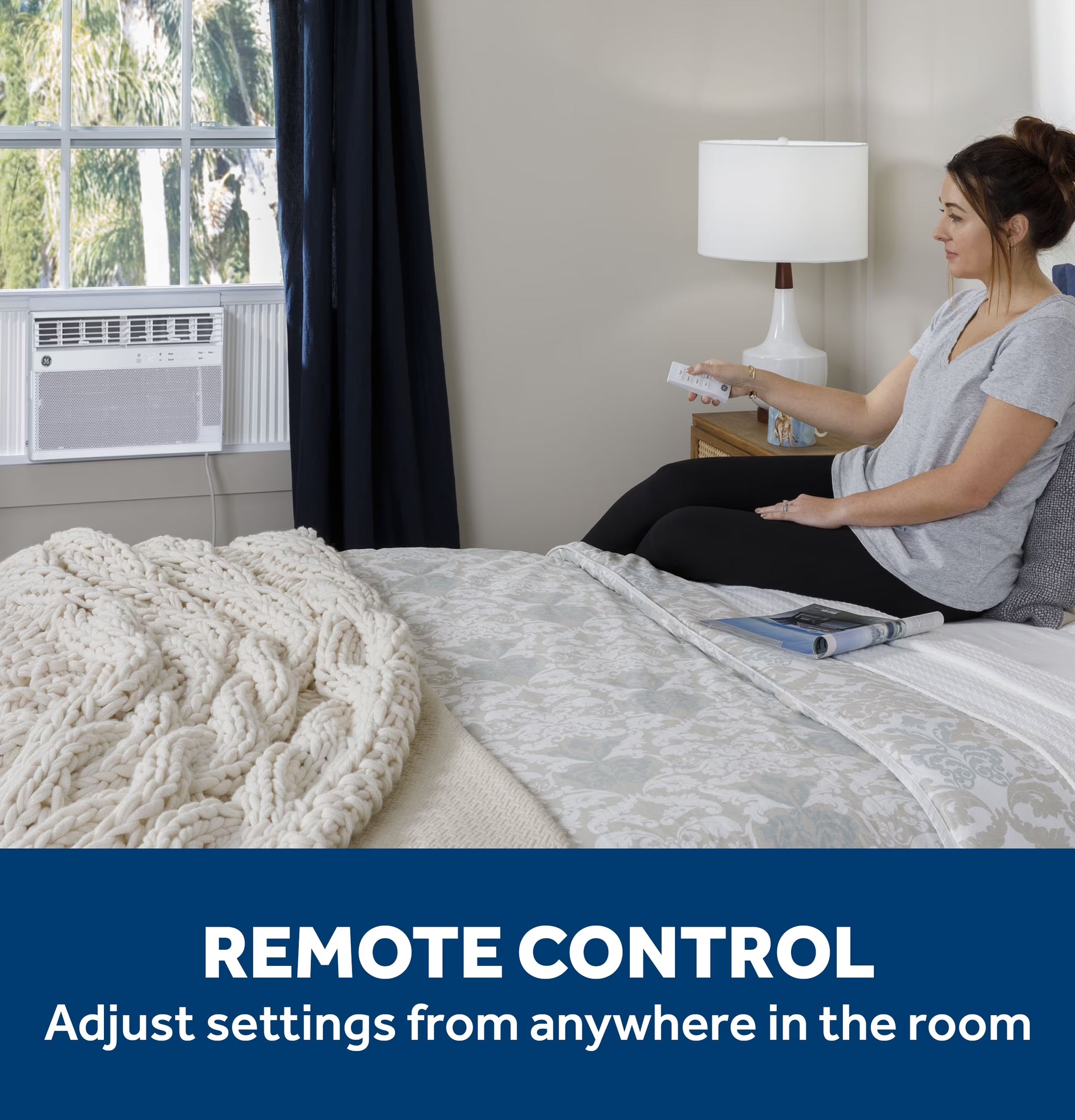 GE 8,000 BTU, 115V Smart Electronic Window Air Conditioner with Remote, Covers up to 350 Sq. Ft., with Wifi