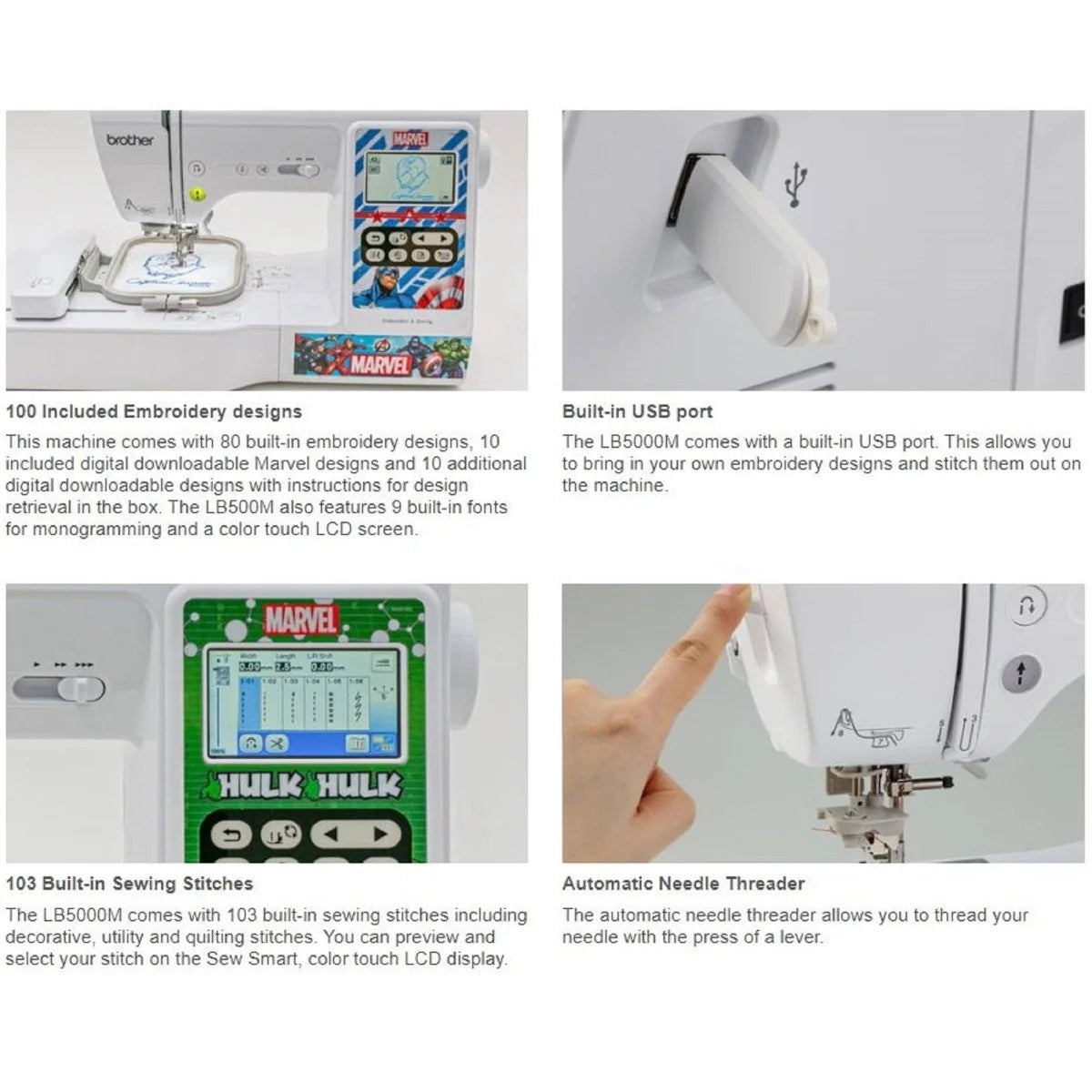 Brother LB5000M Marvel Comic Sewing & Embroidery Bundle 4" X 4"