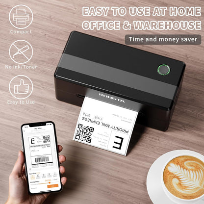 Rongta 4X6 Bluetooth Thermal Shipping Label Printer, Wireless Shipping Label Maker for Amazon FBA, Ebay, Shopify, Fedex | Compatible with Windows/Mac/Android/Ios (Black)