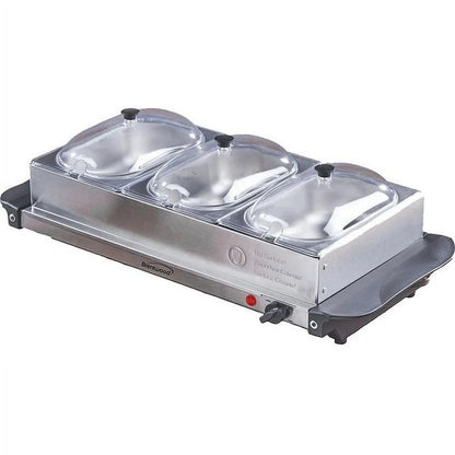 180-Watt 4.5-Qt. 3-Pan Buffet Server and Warming Tray, Silver