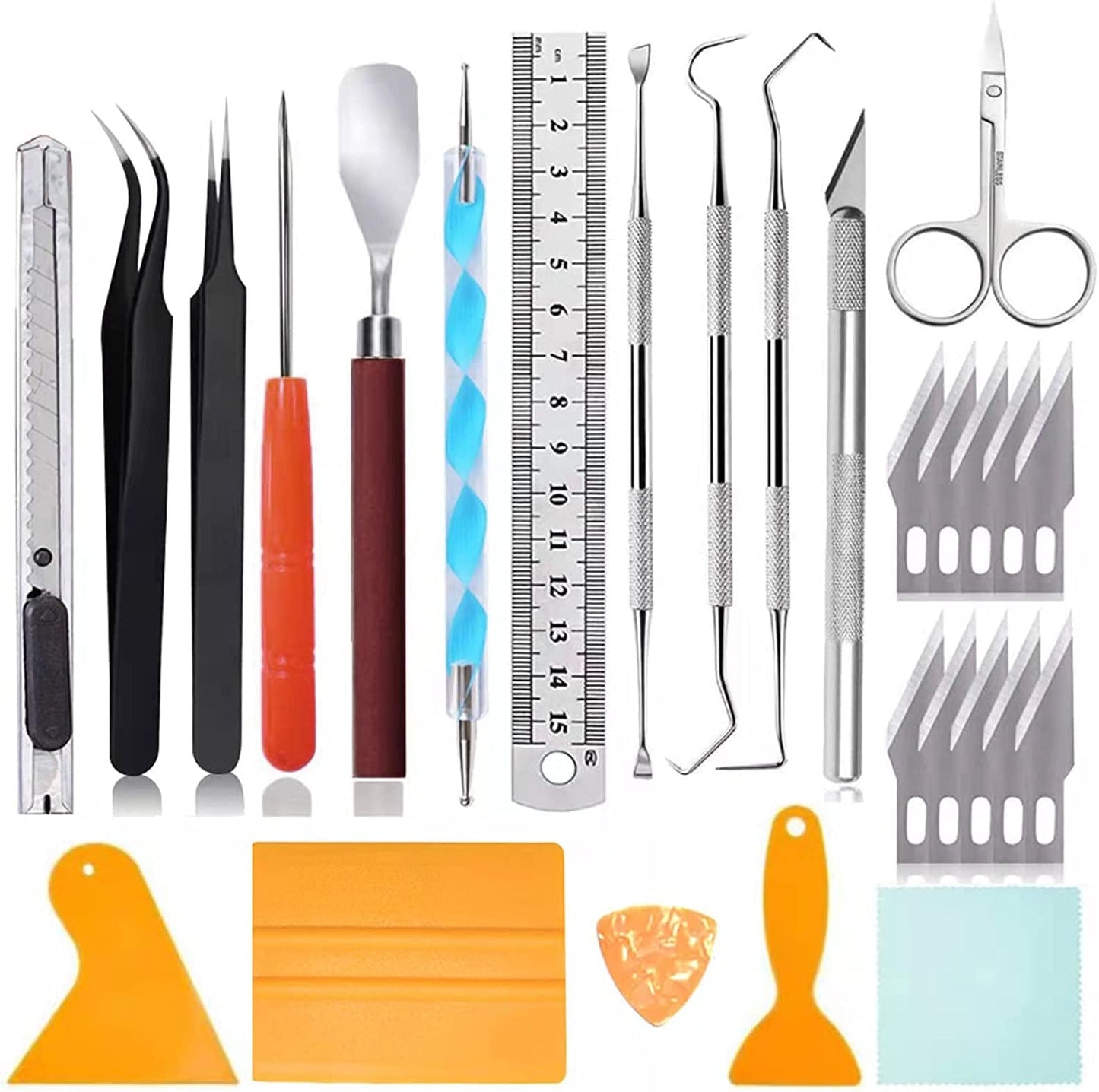 27 Pcs Craft Tools Set, Vinyl Weeding Tools, Craft Basic Set, Craft Vinyl Tools Kit for Silhouettes/Cameos/Lettering/Cutting/Splicing