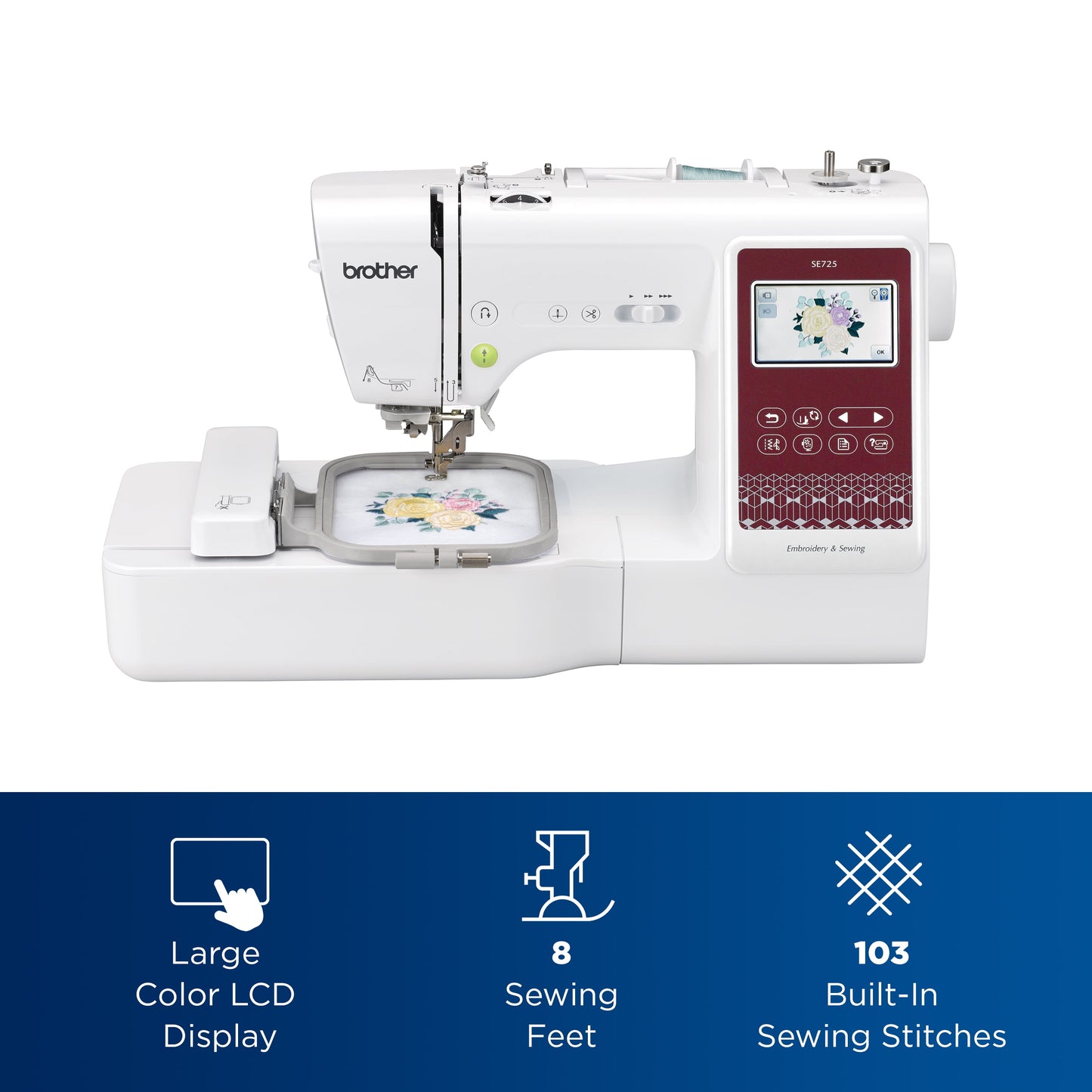 SE725 Sewing and Embroidery Machine with Artspira App, 50 Free Designs