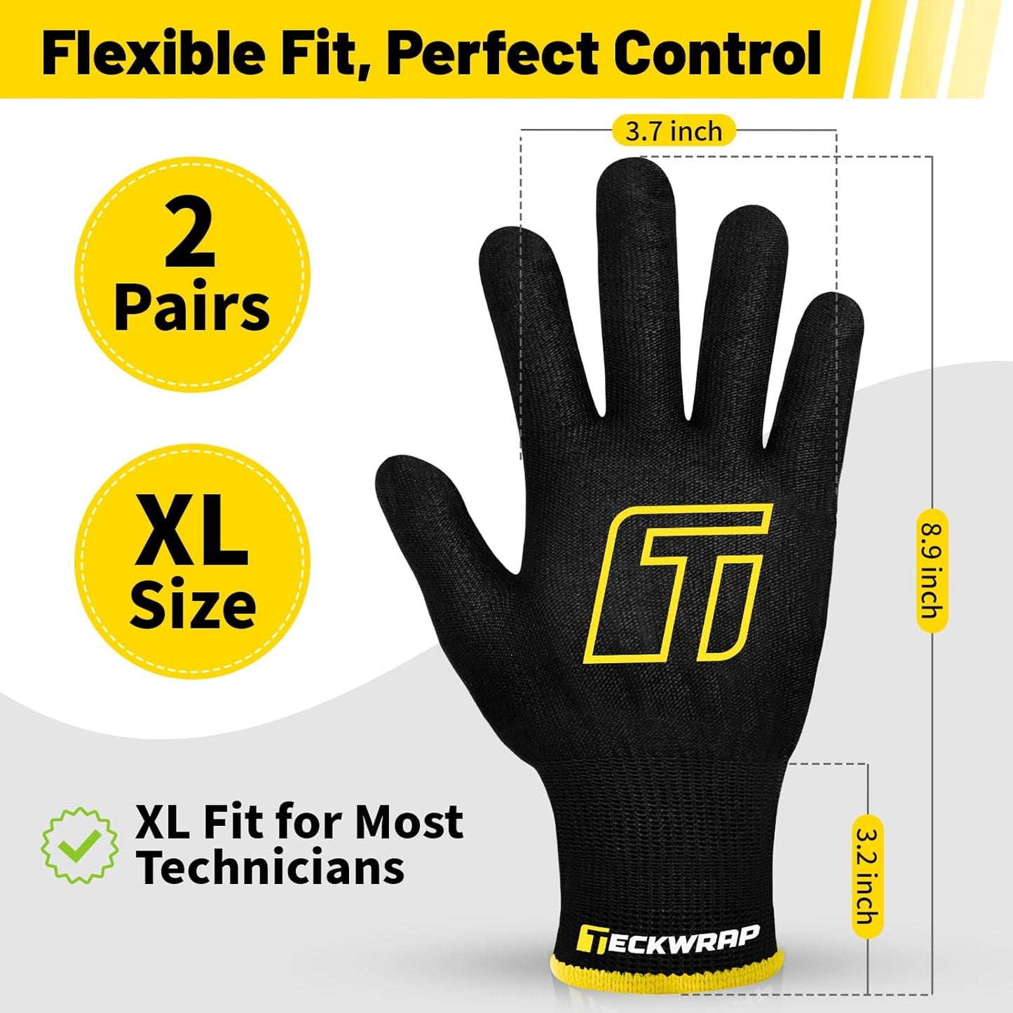 Vinyl Wrap Gloves 2 Pairs XL Black Cut Resistant Work Gloves for Car Wrapping Window Tinting Level 3 Protection Flexible Fit for Installers