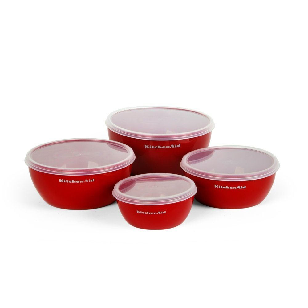 4-Piece Prep Bowl Set with Lids in Empire Red and Assorted Sizes