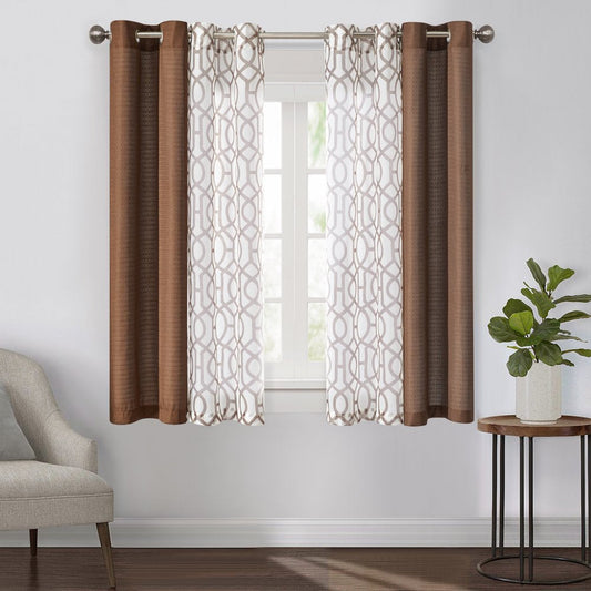 Kingswood 4 Piece Curtain Set, Chocolate, 27.5X63