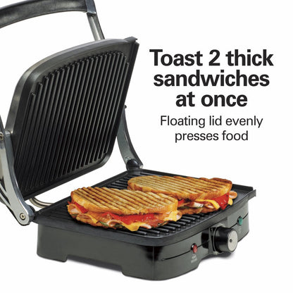 Indoor Grill with Panini Press 2 in 1, Nonstick Plates, Stainless Steel, 25334-MX