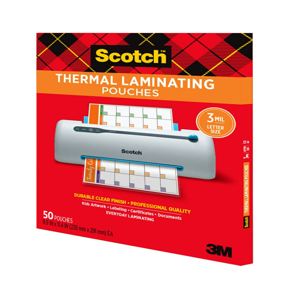 Thermal Laminating Pouches, Clear, Fits Letter Sized (8.9 In. × 11.4 In.) Paper, 50 Pouches