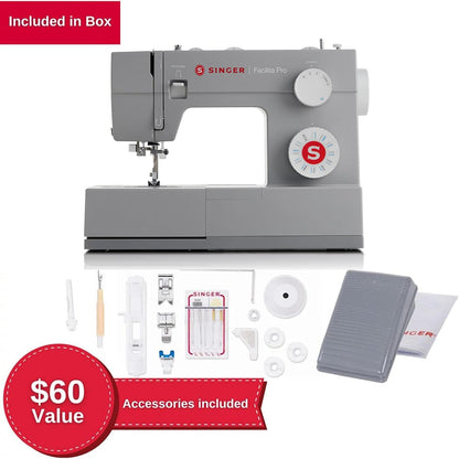 SINGER® 4423 (Grey) High Speed Heavy Duty Sewing Machine with Accessory Kit | 23 Stitches Deliver 97 Applications, 50% More Power for Denim and Canvas, 1100 Stitches/Min, Metal Frame, 1-Step Buttonhole