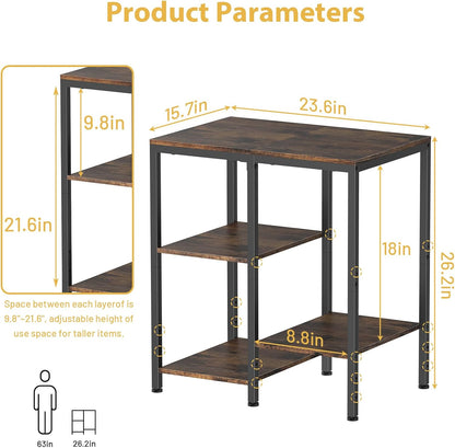 OGEMXU Kitchen Microwave Stand,4-Tier Adjustable Microwave Cart, Brown | Storage Shelf Rack,Open Storage Design for Spices, Pots Small Side Table,Coffee Cart for Living Room Office, Balcony