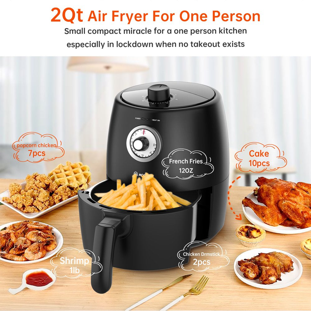 New Mini Small Air Fryer 2 Quart, Temp/Time Dial Control with Air Fryer Cookbook & 50Pcs Paper Liner