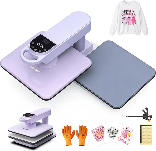 Whubefy Auto Heat Press Machine 15X15 for T Shirts, 360° Swivel Automatic T-Shirt Press Machine for HTV Sublimation, Auto Release&Adjustable Pressure, 1.85" Higher Heating Height Heat Transfer Machine