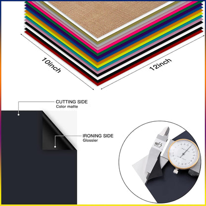 HTVRONT Heat Press Mat 15X15 & Black & White HTV Heat Transfer Vinyl Bundle: 36 Pack 12X10