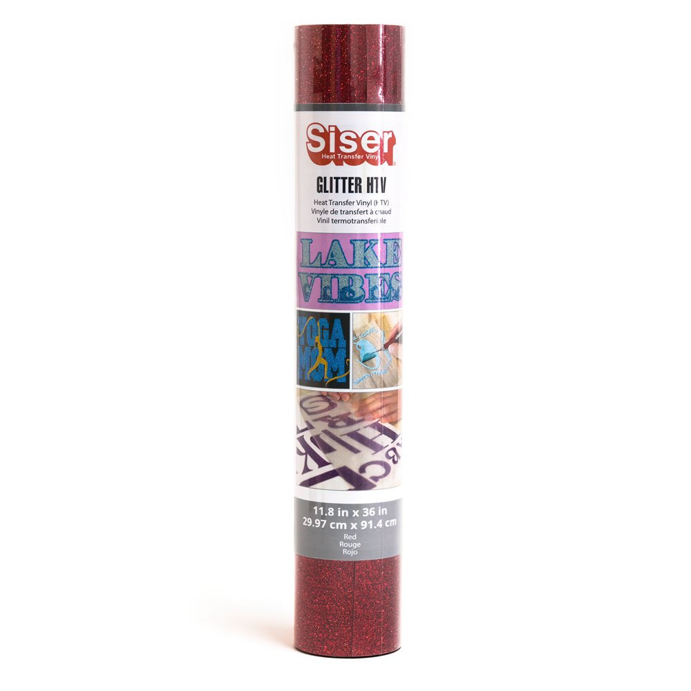 Glitter Heat Transfer Vinyl: Red, 11.8 X 36 Inches