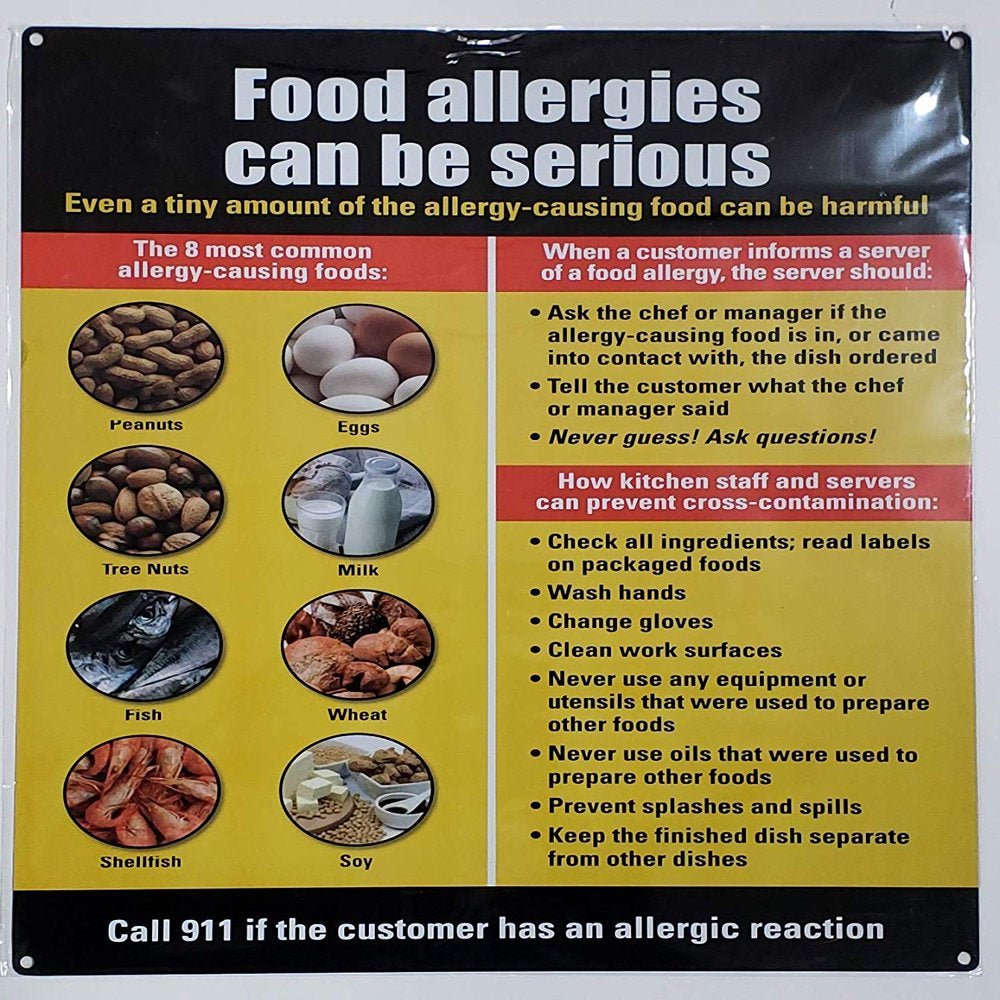 Food Allergies Sign (Aluminium Rust Free, Commercial USE, 14.25X15.75)