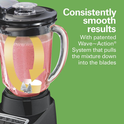 Wave Action Blender for Shakes and Smoothies, 48 Oz. Capacity, Glass Jar, Black, 53521