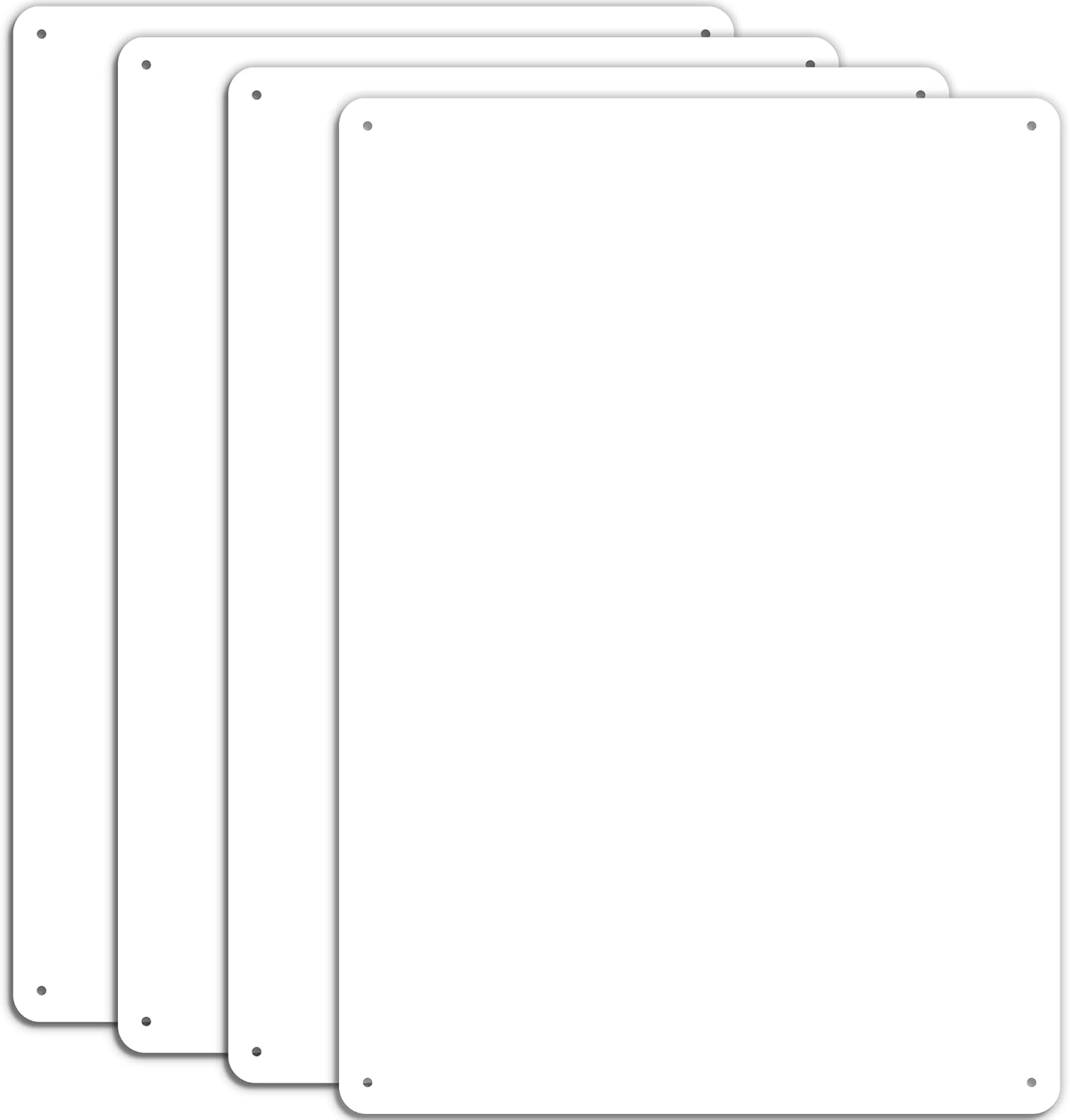 MUXYH 4 Pack White Sign Blanks, 14 X 10 Inches, Sturdy Rust Free Aluminum Metal Signs White Color Blank Sign, Waterproof, Easy Mounting, Indoor or Outdoor Use