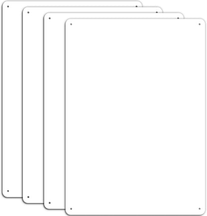 MUXYH 4 Pack White Sign Blanks, 14 X 10 Inches, Sturdy Rust Free Aluminum Metal Signs White Color Blank Sign, Waterproof, Easy Mounting, Indoor or Outdoor Use