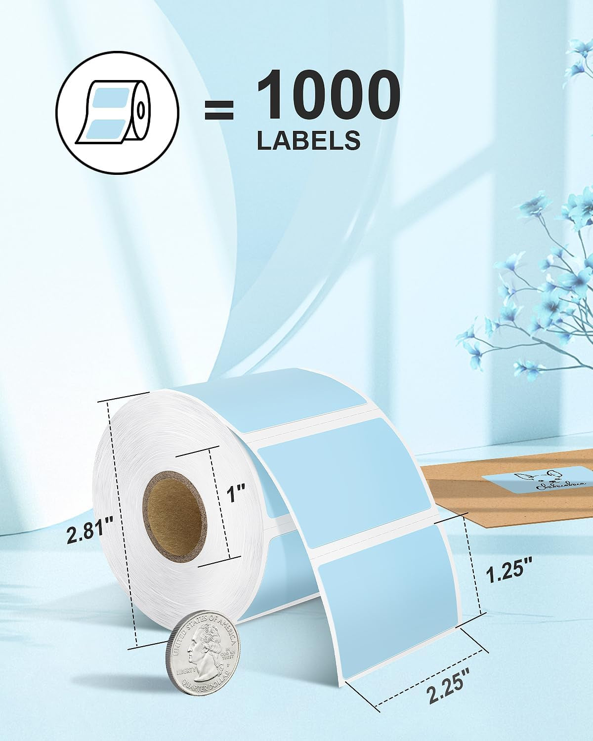 Nelko Genuine 2.25" X 1.25" Direct Thermal Labels, Barcode Labels Compatible with Nelko PL70E Label Printers, Self-Adhesive Labels, Barcode Stickers, Blue/1000 Labels (Commercial Grade)