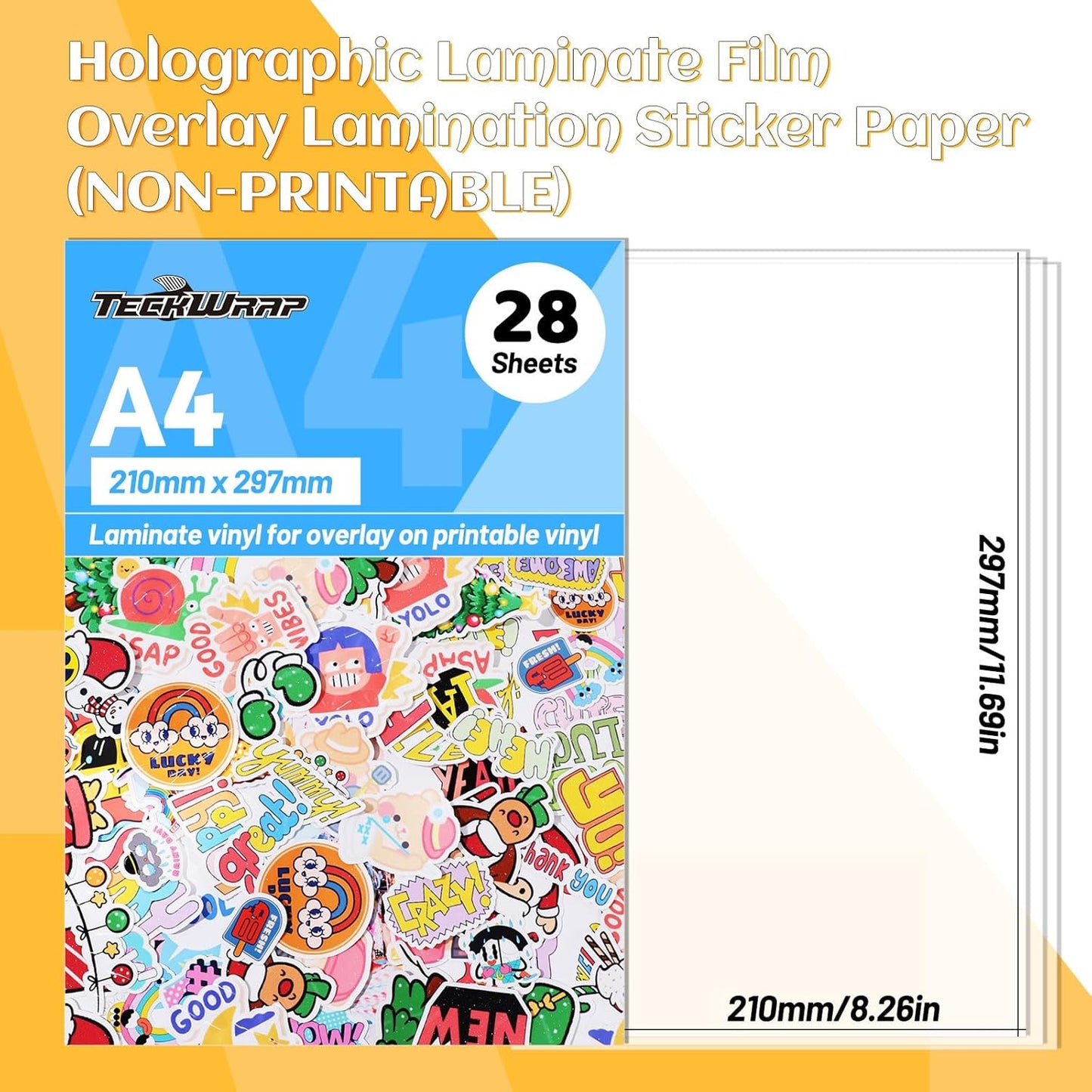 Laminating Sheets Clear Laminate Sheets Sticker Paper for Inkjet Printer Clear Vinyl for Printable Vinyl Sticker Paper Photo Paper 8.26" X 11.69" A4 28 Sheets, Glossy