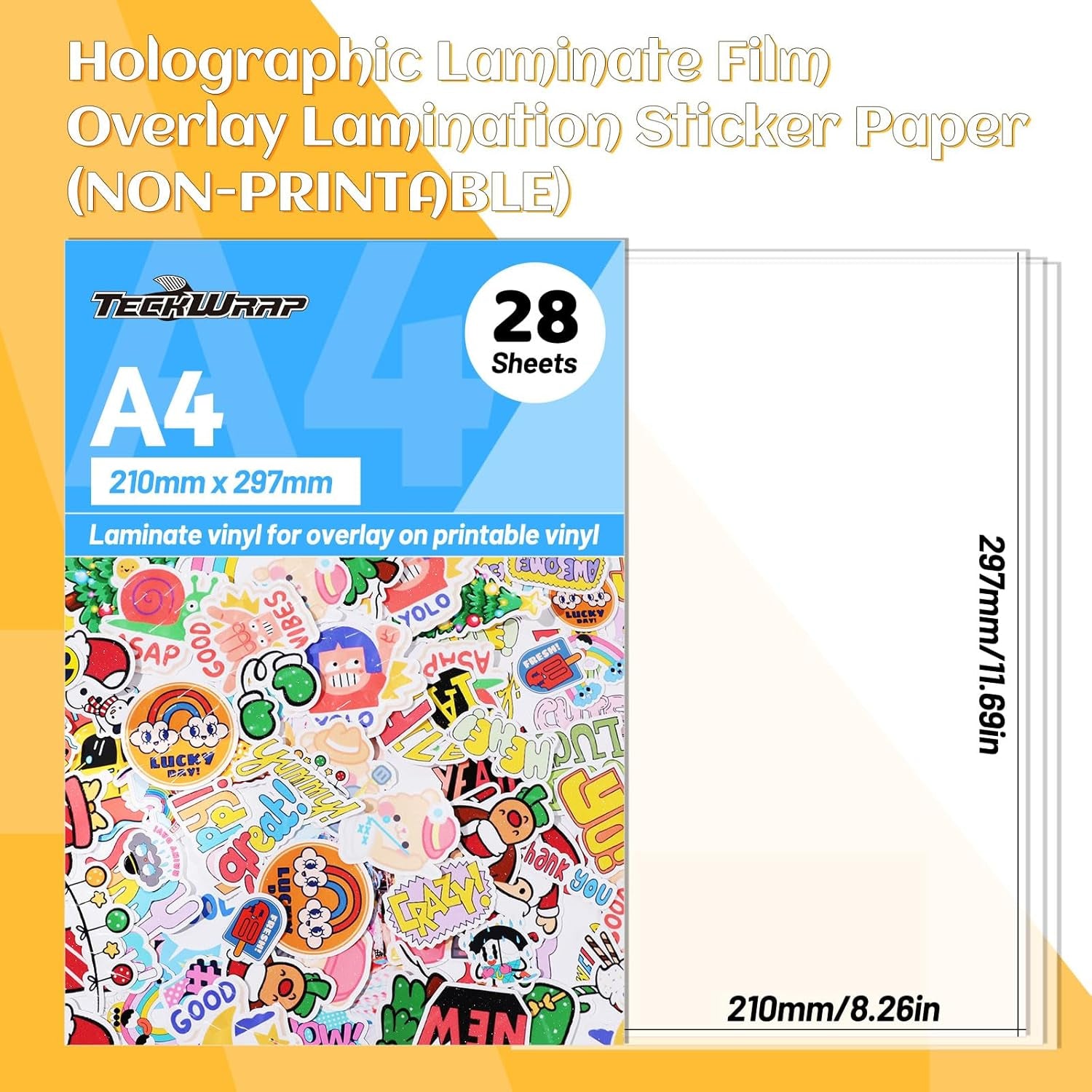 Laminating Sheets Clear Laminate Sheets Sticker Paper for Inkjet Printer Clear Vinyl for Printable Vinyl Sticker Paper Photo Paper 8.26" X 11.69" A4 28 Sheets, Glossy