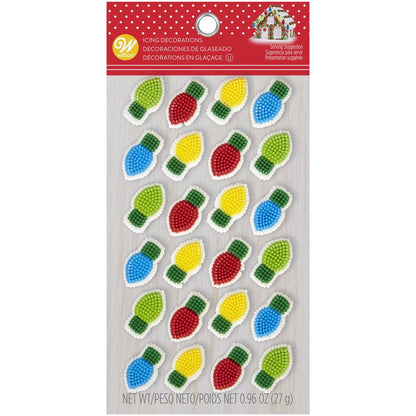 Christmas Lightbulbs Icing Decorations, Blue, Green, Yellow and Red, 24-Count