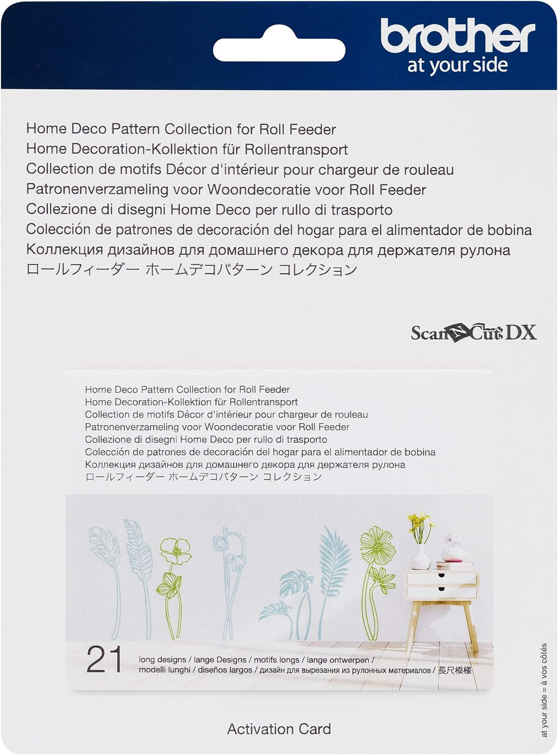 Brother Scanncut DX Home Deco Pattern Collection for Roll Feeder CADXRFDP02, Includes 21 Designs with Tropical Plants, Flowers, Frames and More, Make Vinyl Wall Decals up to 6' Long, White