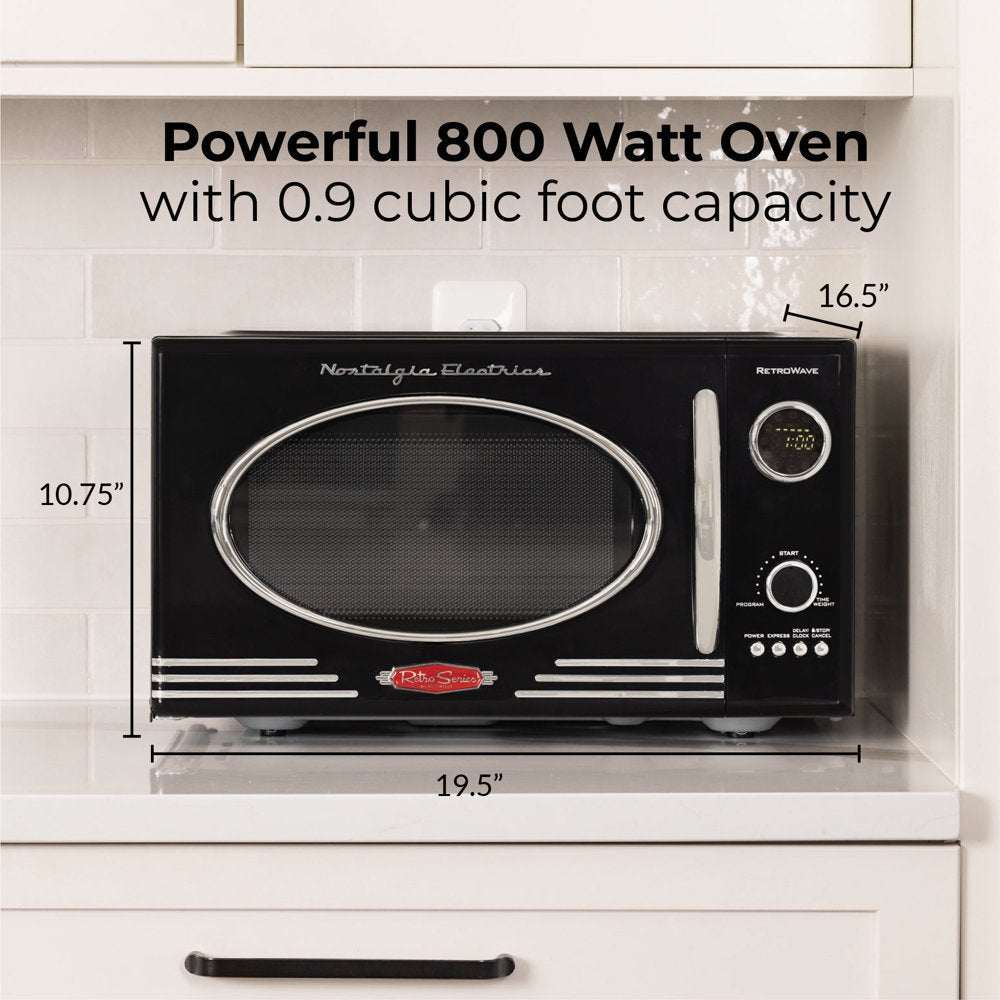 0.9 Cu. Ft. 800-Watt Retro Microwave Oven, Black