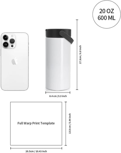 8 Pack Sublimation Kids Water Bottle Tumblers Blanks Bulk 20 OZ 600 ML with Flip Straw and Portalbe Handle, Compatible with Cricut Mug Press Tumbler Press Sublimation Oven Printing