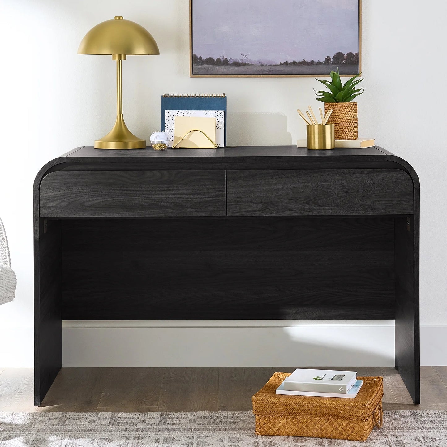 Juliet Rounded Arc Desk, Rich Black Finish