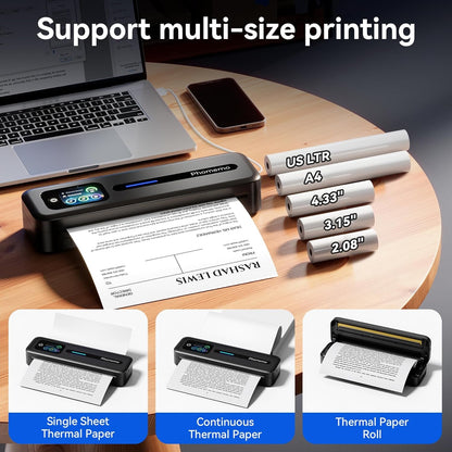 Phomemo Upgraded Portable Printer with Touchscreen for Travel, M832D Thermal Inkless Mobile Printer Supports 8.5"X11" US Letter & A4, Compatible with Ios, Android, PC, Valentine Gifts for Men & Women