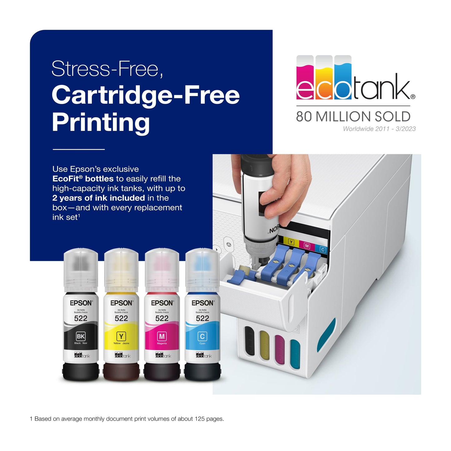 Ecotank ET-2800 Wireless Color All-In-One Cartridge-Free Supertank Printer with Scan and Copy ? the Ideal Basic Home Printer - White