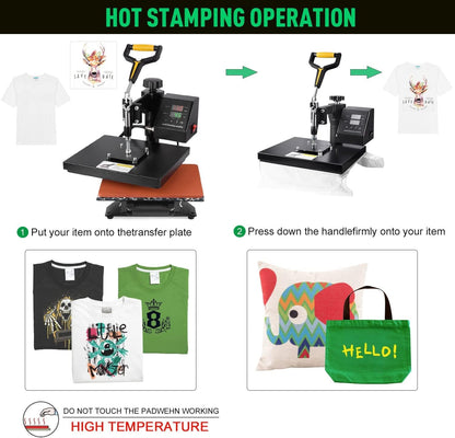 Slendor Heat Press Machine for T Shirts 12X10 Inch Digital T Shirt Pressing Machine 360-Degree Swing Away Heat Transfer Sublimation with Two Teflon Sheets