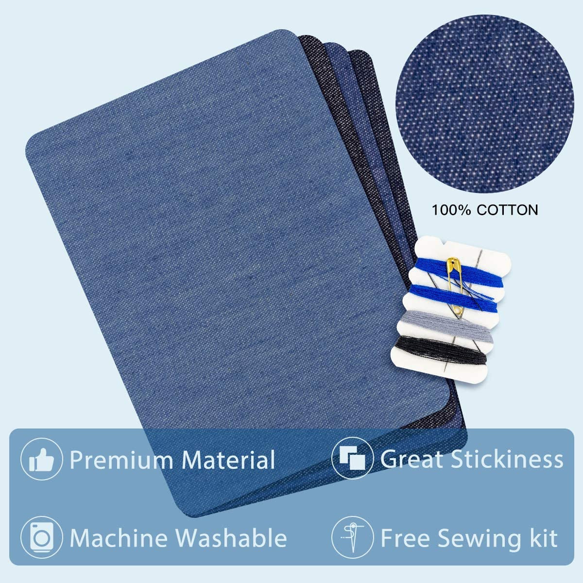 Iron on Patches for Clothes, 20PCS Iron on Patches for Jeans 3" by 4-1/4", 4 Shades of Cotton Denim Clothing Repair and Decoration Kit for DIY Repair, Crafting, Embellishment