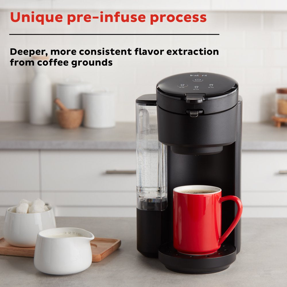 Instant Solo Café 2-In-1 Single Serve Coffee Maker for K-Cup Pods and Ground Coffee, Black