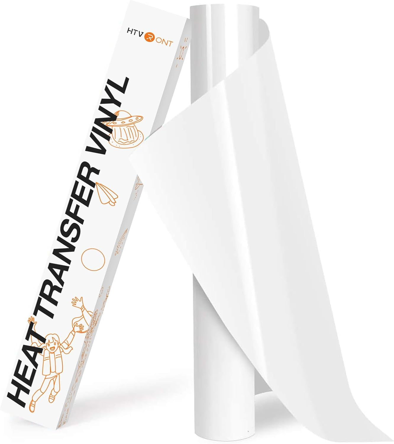 HTVRONT HTV Roll Heat Transfer Vinyl - 12" X 8Ft White HTV Vinyl for Shirts, Iron on Vinyl for All Cutting Machine - Easy to Cut & Weed for Heat Transfer Design (White)