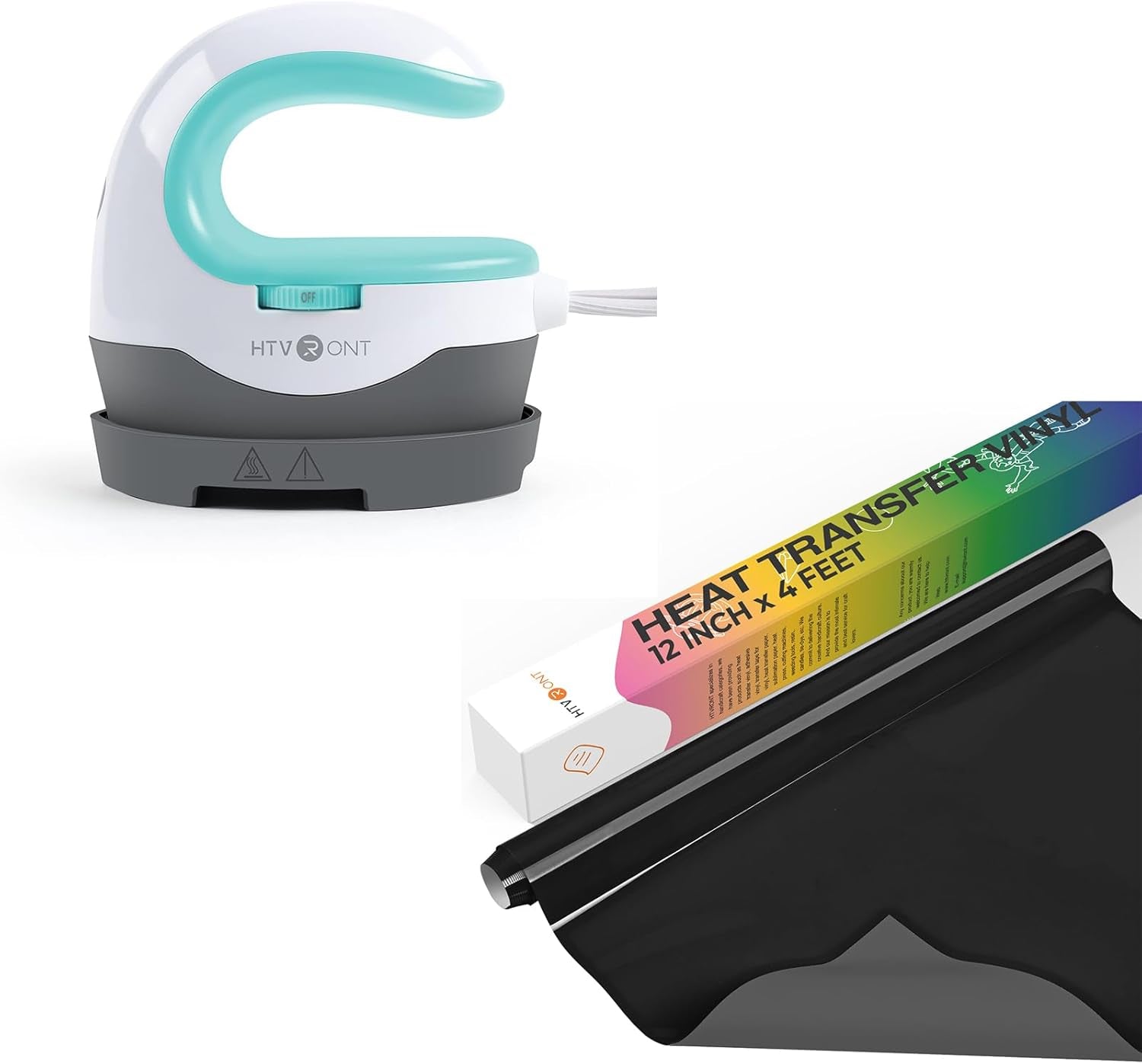 Heat Press Mini Heat Press Machine, Small Heat Press +  Heat Transfer Vinyl Roll -12 X 4FT Black HTV Vinyl for T-Shirts