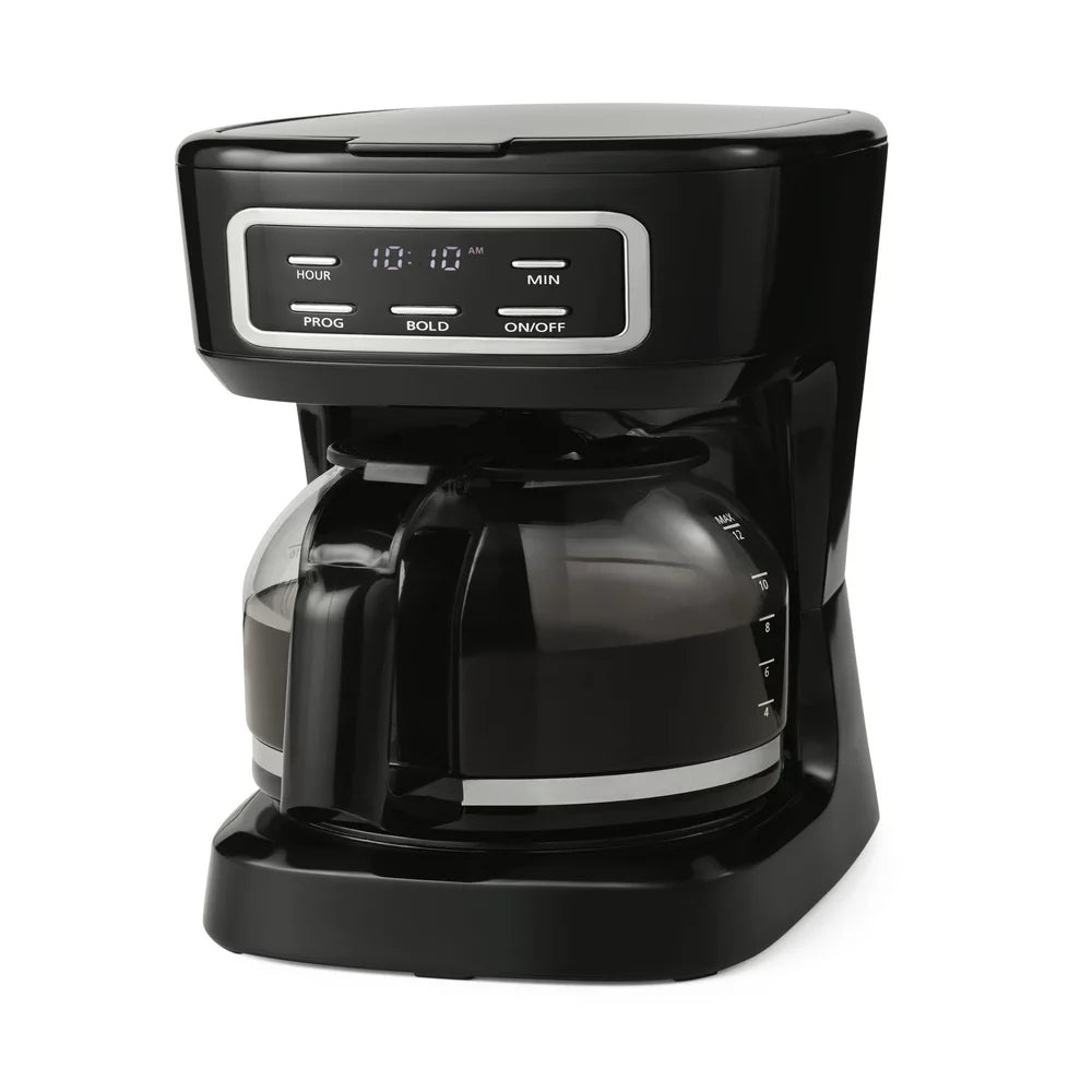 Black 12-Cup Programmable Coffee Maker, 1.8 Liter Capacity, New