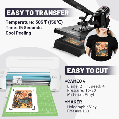 Printable Heat Transfer Paper for T-Shirts Heat Press 8.3" X 11.7"?12 Sheets Matte Printable Heat Transfer Vinyl for Inkjet Printer, Iron on Transfer Paper for Both Light and Dark Fabric