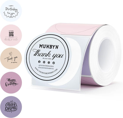 MUNBYN 2 Inch round Thermal Labels, Color Thermal Sticker Labels for Canning, Baking, 150 Sheets/1 Roll