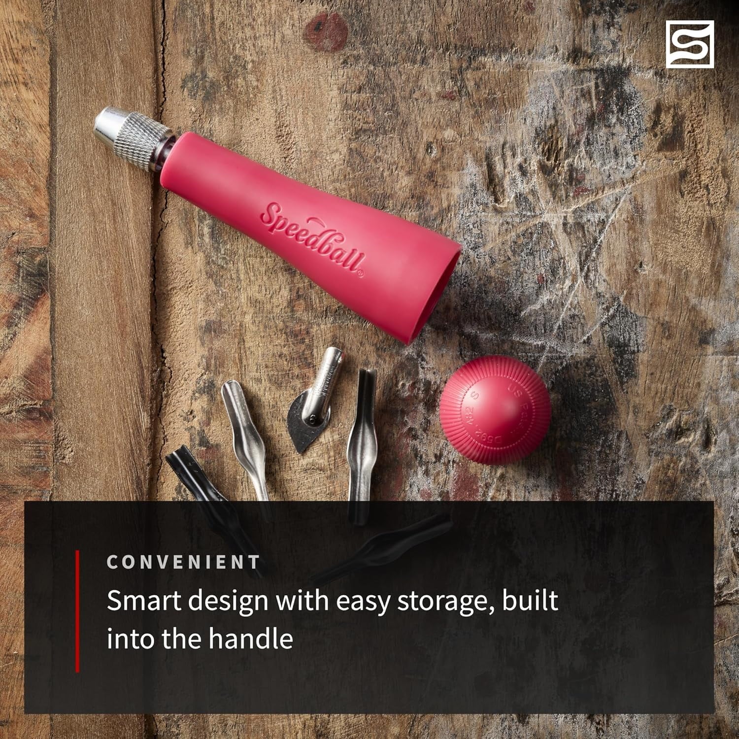 Linoleum Cutter with 5 Assorted Lino Cutters and Plastic Storage Handle