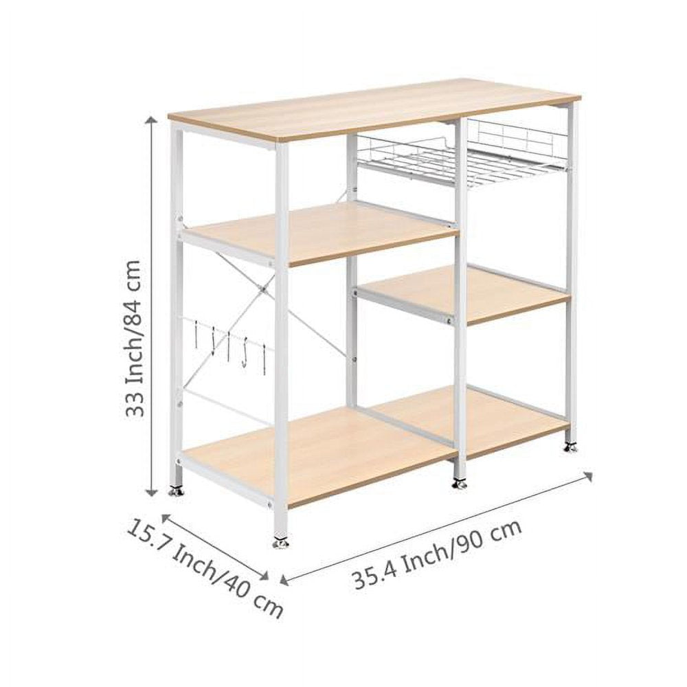 3-Tier Kitchen Island Cart Baker'S Rack- White Maple