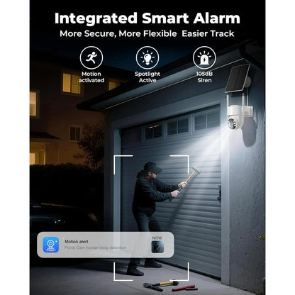 Security Cameras Wireless Outdoor, 5G&2.4G Wifi Cameras for Home Security, No Subscription Needed, 4 Cam-Kit,4Mp Solar Powered Security Cameras System, 360°PTZ,128GB Local Storage, Color Night Vision