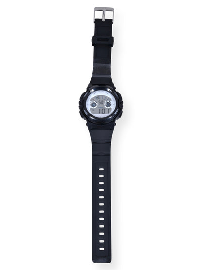 Unisex LCD Watch with Silicone Strap in Black (WN4199WM)