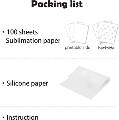 A-SUB Sublimation Paper 3.5X9 Inch, 125Gsm | 100 Sheets, Compatible with Inkjet Printer with Sublimation Ink, for DIY Gifts, Shirts, Craft Blanks